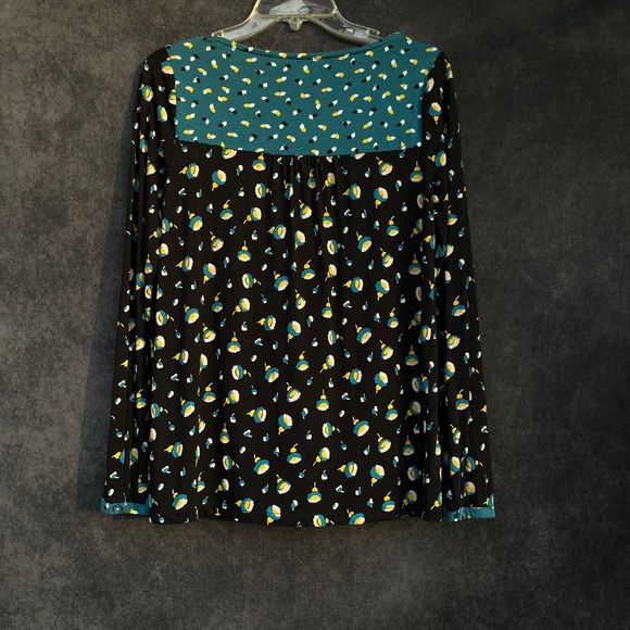 Boden Tencel Lyocell Boho Long Sleeve Abstract Colorblock Floral Top Blouse US 6 - Picture 3 of 5